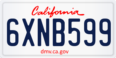 CA license plate 6XNB599