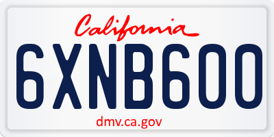 CA license plate 6XNB600