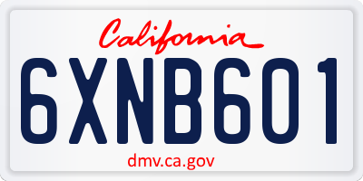 CA license plate 6XNB601