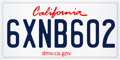 CA license plate 6XNB602