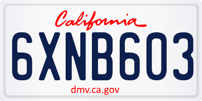 CA license plate 6XNB603