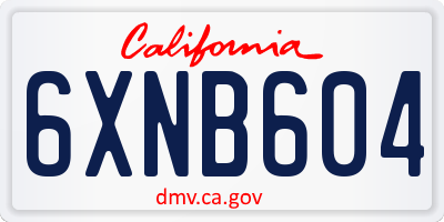 CA license plate 6XNB604
