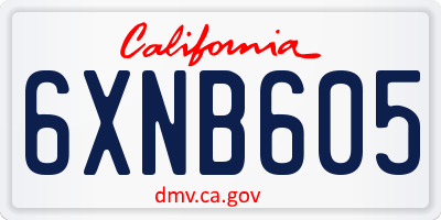CA license plate 6XNB605
