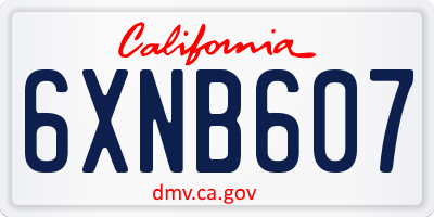 CA license plate 6XNB607
