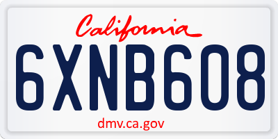 CA license plate 6XNB608