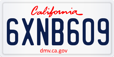 CA license plate 6XNB609