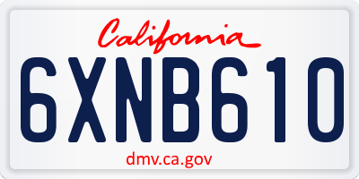 CA license plate 6XNB610