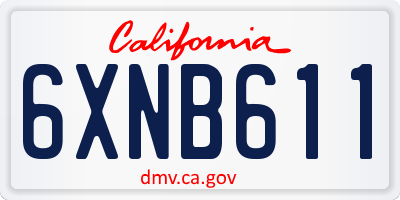 CA license plate 6XNB611