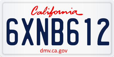 CA license plate 6XNB612