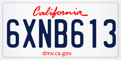 CA license plate 6XNB613