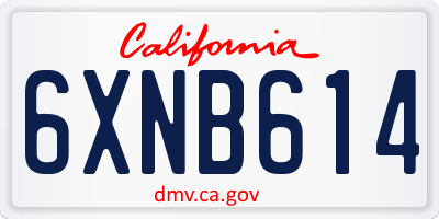 CA license plate 6XNB614