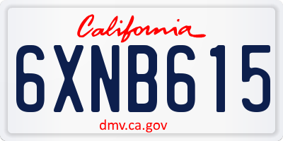 CA license plate 6XNB615