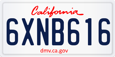 CA license plate 6XNB616