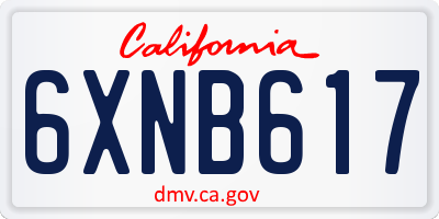 CA license plate 6XNB617