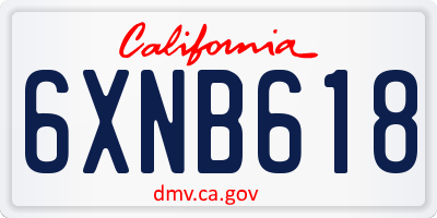 CA license plate 6XNB618
