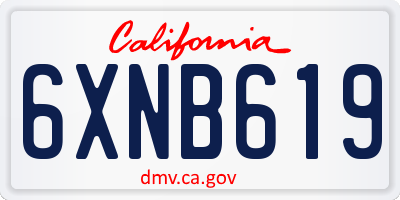 CA license plate 6XNB619