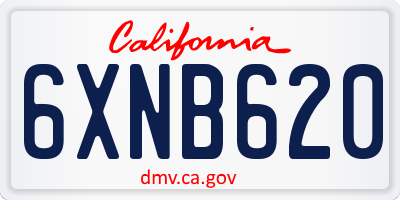 CA license plate 6XNB620