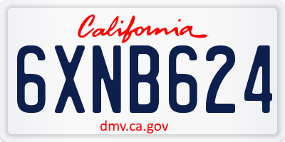 CA license plate 6XNB624
