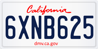 CA license plate 6XNB625