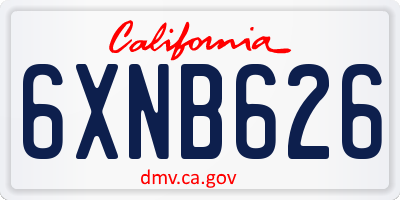 CA license plate 6XNB626