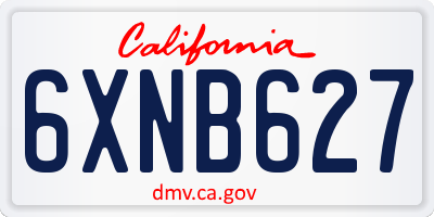 CA license plate 6XNB627