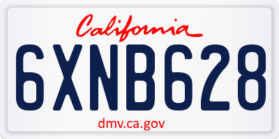 CA license plate 6XNB628