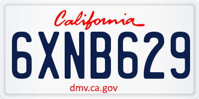 CA license plate 6XNB629