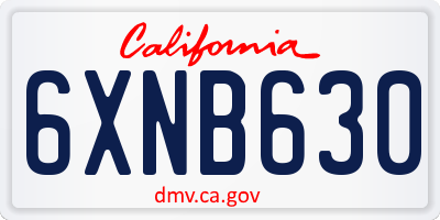 CA license plate 6XNB630