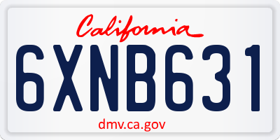 CA license plate 6XNB631