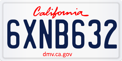 CA license plate 6XNB632
