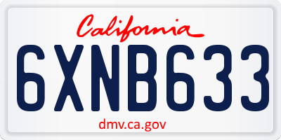CA license plate 6XNB633