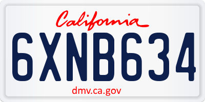 CA license plate 6XNB634