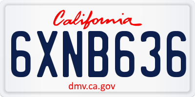 CA license plate 6XNB636