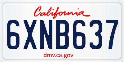 CA license plate 6XNB637
