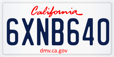 CA license plate 6XNB640