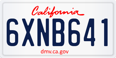 CA license plate 6XNB641