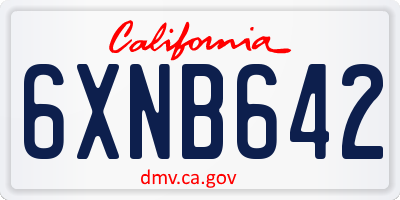 CA license plate 6XNB642