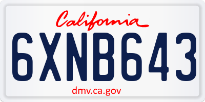 CA license plate 6XNB643