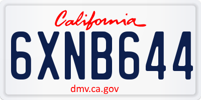 CA license plate 6XNB644