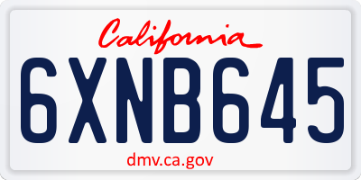 CA license plate 6XNB645