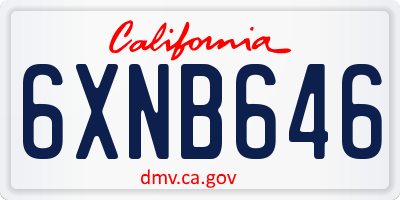 CA license plate 6XNB646