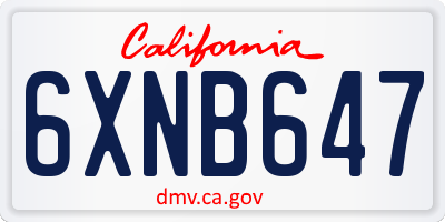 CA license plate 6XNB647