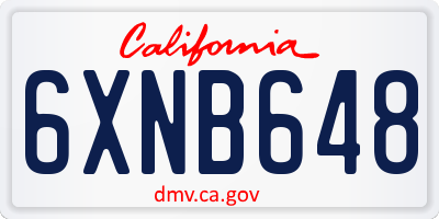 CA license plate 6XNB648