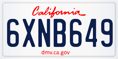 CA license plate 6XNB649
