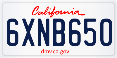CA license plate 6XNB650