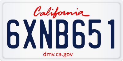 CA license plate 6XNB651