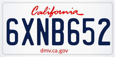CA license plate 6XNB652