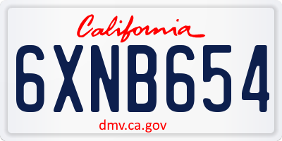 CA license plate 6XNB654