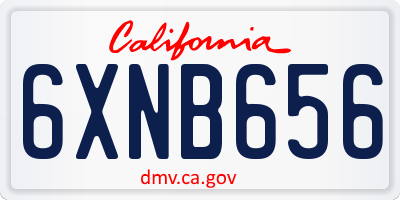 CA license plate 6XNB656
