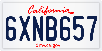 CA license plate 6XNB657